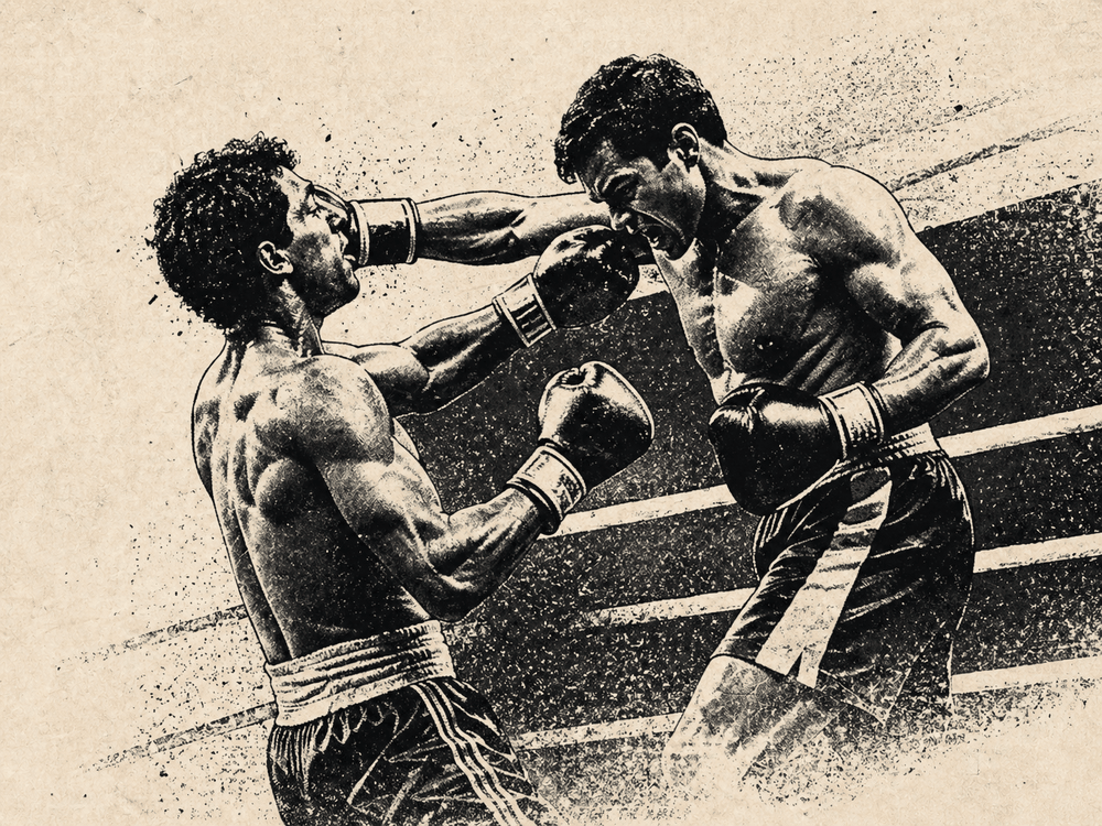 Two boxers fighting
